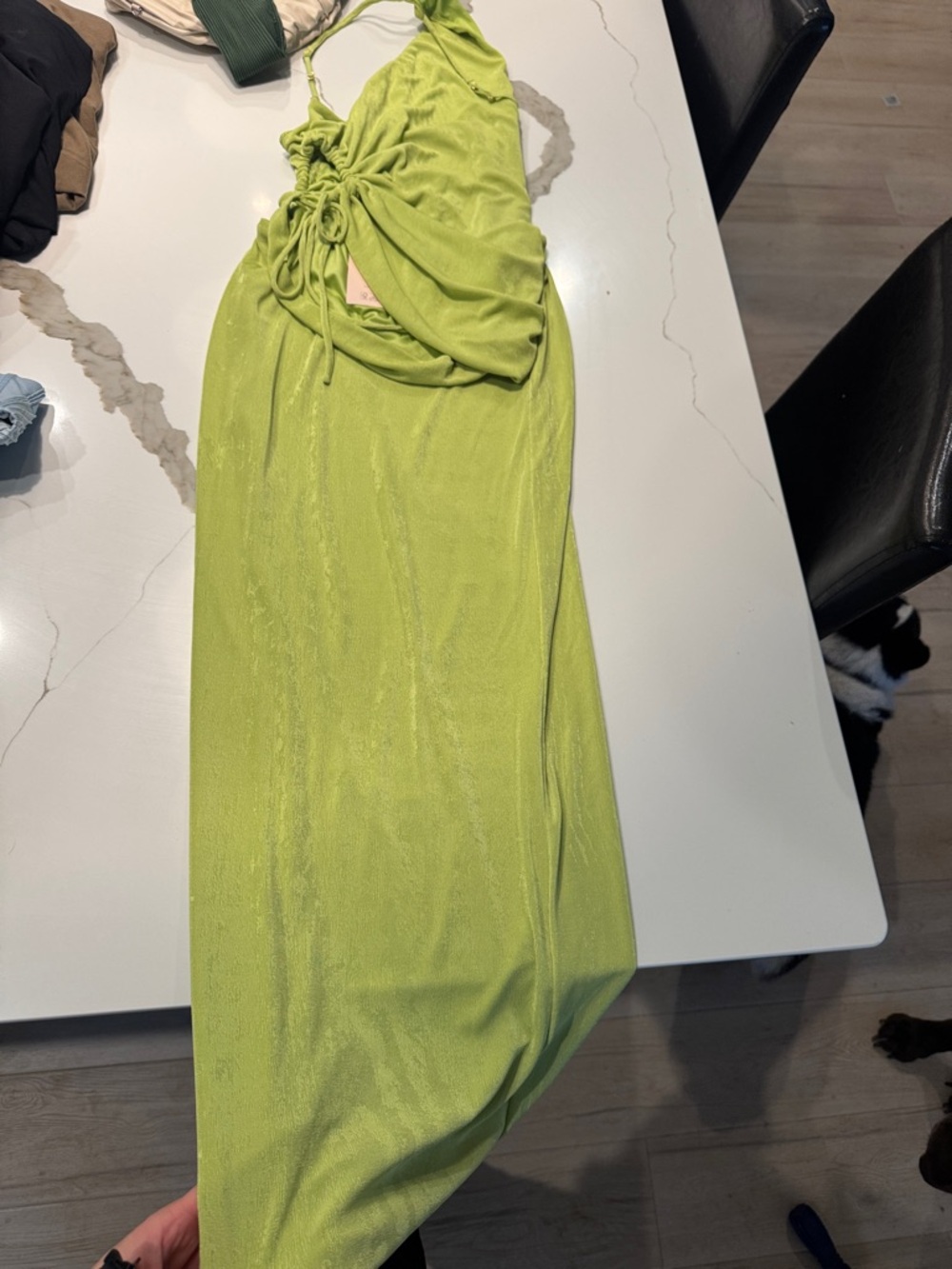 Oh Polly Lime Green Ruched Maxi Dress